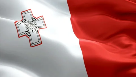 Malta island flag Motion Loop video waving in wind. Realistic Maltese Flag Stock Footage 127079051