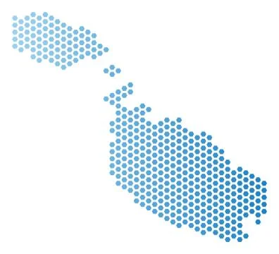 Malta Island Map Hex Tile Scheme Ilustração Stock