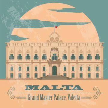 Malta landmarks. Retro styled image Stock Illustration