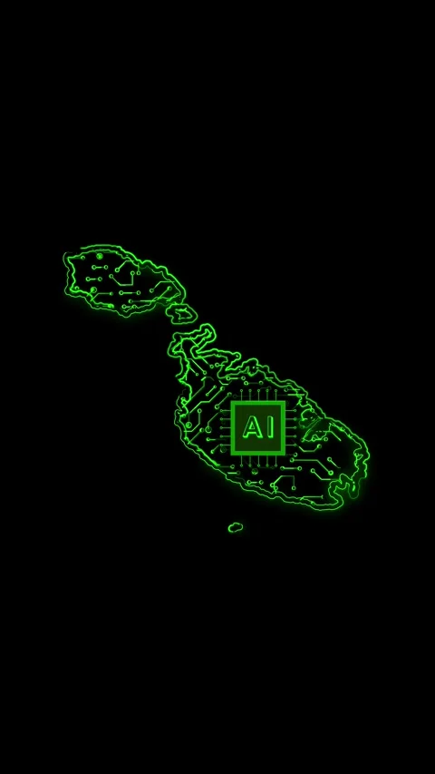 Malta Map AI Chipset Technology Opener Stock Footage 337172092