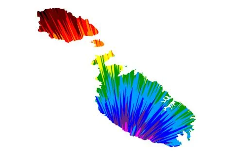 Malta - map is designed rainbow abstract colorful pattern Stock Illustration