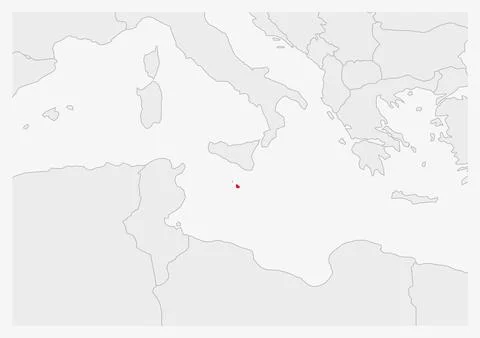 Malta map highlighted in Malta flag colors Stock Illustration
