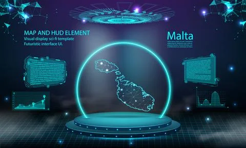 Malta map light connecting effect background. abstract digital technology U.. Stock Illustration