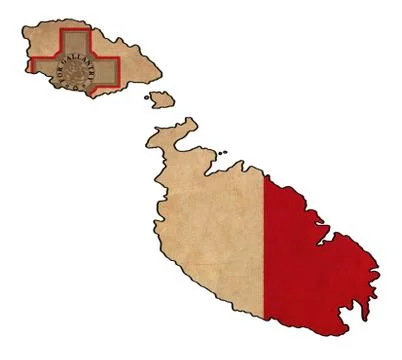Malta map on malta flag drawing ,grunge and retro flag series Stock Illustration