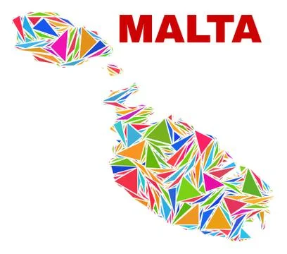 Malta Map - Mosaic of Color Triangles Stock Illustration