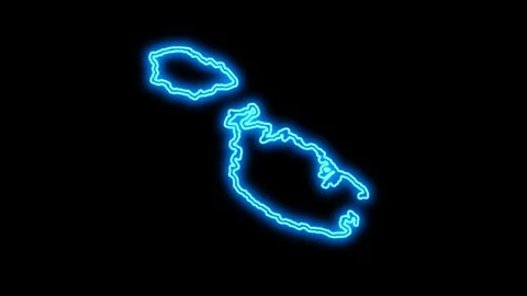 Malta Map Outline Neon Lights Stock Footage 332850066