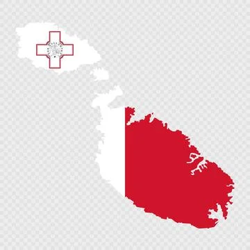 Malta map silhouette with flag. Stock Illustration