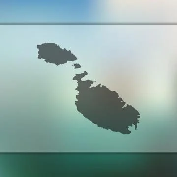 Malta map. Vector silhouette of Malta. Blurred background Stock Illustration