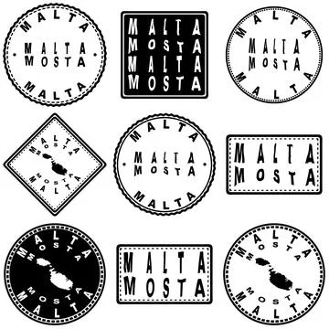 Malta Mosta Seal Map Design Stock Illustration