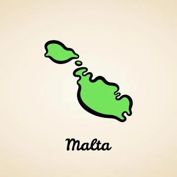 Malta - Outline Map Stock Illustration