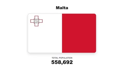 Malta population counter increasing with national flag animation Stock Footage 346508325