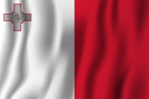 Malta realistic waving flag vector illustration. National country background  Stock Illustration