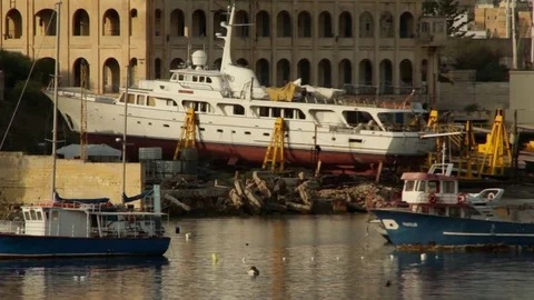 Malta Shipyards Valletta Stock Footage 72634450