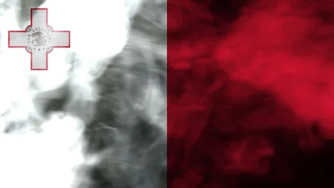 Malta smoke waving flag Stock Footage 98352755