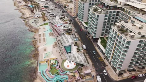 Malta St Paul Hotel Pool Waterpark Aerial Resort Leisure Stock-Footage 333173041