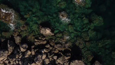 Malta top down cliff sea rocks 002 Video stock 254270729