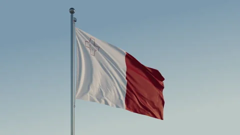 Malta Valletta Flag seamless loop Cinematic Realistic Waving Blue Sky Stockbeeldmateriaal 310013427
