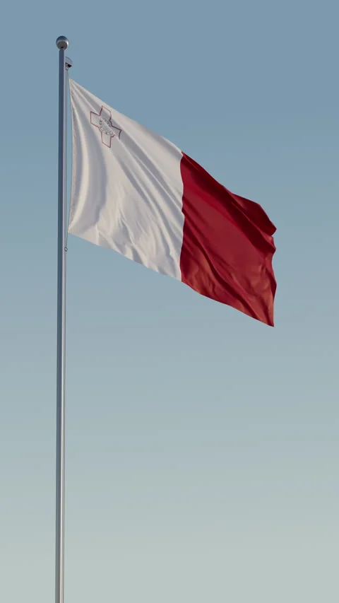 Malta Valletta Flag Seamless Loop Cinematic Realistic Waving Blue Sky 스톡 동영상 320942320