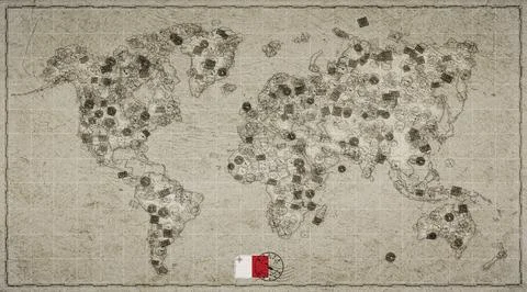 Malta Valletta Stamp World Map Stock Illustration