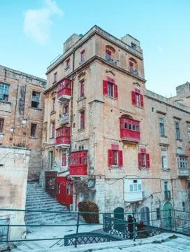 Malta Valletta Streets Stock Photos