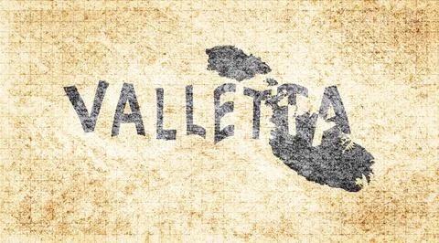 Malta Valletta Typography Map Stock Illustration