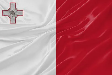 Malta Waving Flag Background with Detailed Fabric Texture Stock Illustration