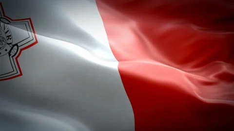 Malta waving flag. National 3d Maltese flag waving. Sign of Malta seamless Stock Footage 106724341