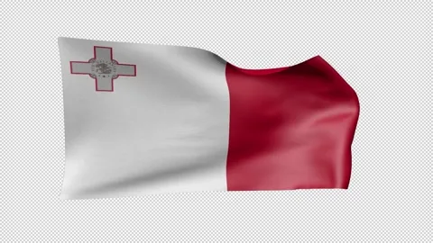 Malta Waving Flag Transparent Alpha Stock Footage 274433989