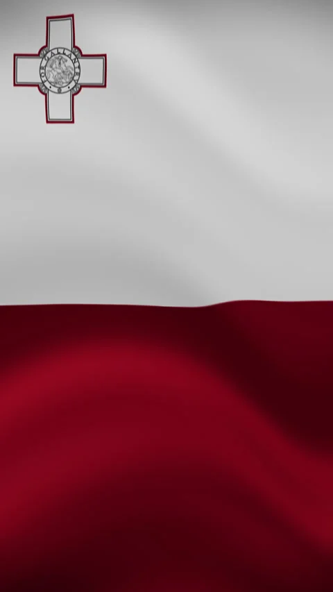 Malta Waving Flag in Vertical Orientation – Realistic Loop Animation Stock Footage 294947793