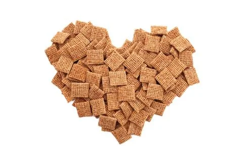 Malted wheat biscuits breakfast cereal heart Stock Photos
