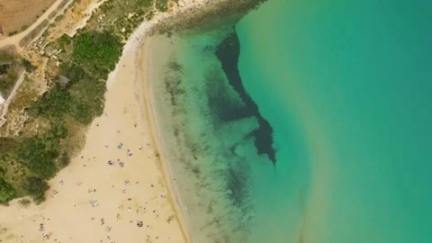 Maltese beach, top drone view Stock Footage 246475975