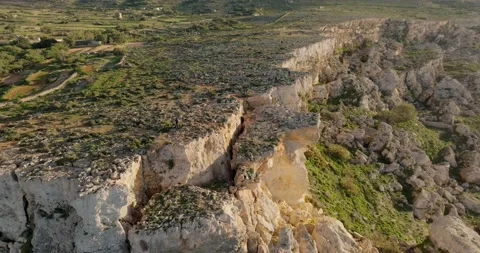 Maltese Cliffs on sunset, aerial view. Malta Stock Footage 232250959
