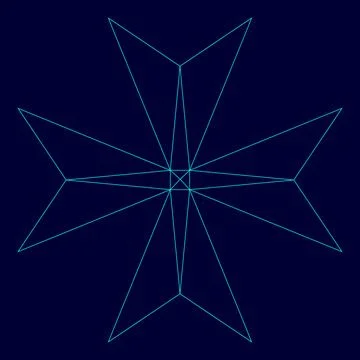 Maltese cross low poly triangulation triangulated polygonal electric cyan b.. Stock Illustration