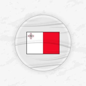Maltese Flag in a Circular Emblem Design, Abstract Round Sticker Illustration Иллюстрация