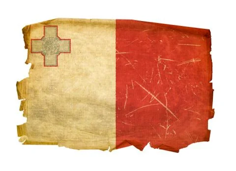 Maltese flag old, isolated on white background Stock Photos