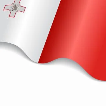 Maltese flag wavy abstract background. Vector illustration. Stock Illustration