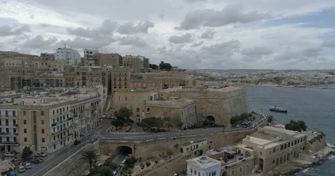 Maltese Fort on a cloudy day Stock Footage 119551977