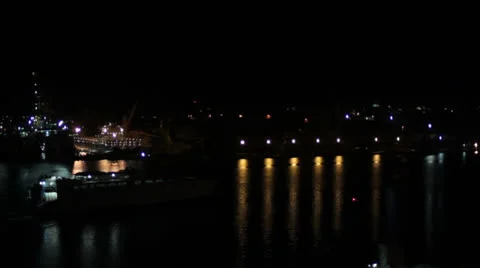 Maltese impressions - ship preparing to dock @ night Stock Footage 24974961
