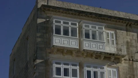 Maltese traditional balconies Stock Footage 74720214