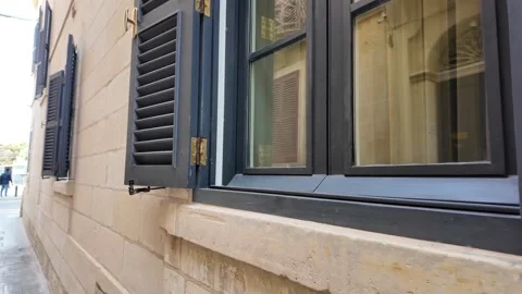 Maltese window in bright blue 스톡 동영상 317639945