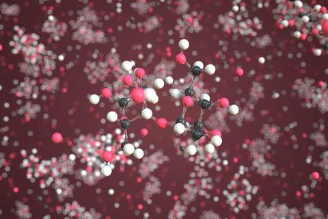 Maltose molecule made with balls, conceptual molecular model. Chemical 3d Stock Illustration