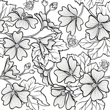 Malva seamless pattern Stock Illustration