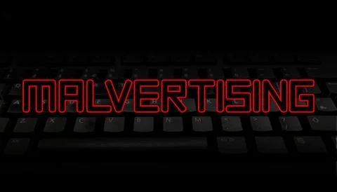 Malvertising red text over black keyboard illustration Stock Illustration