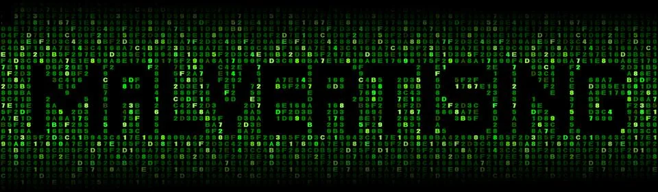 Malvertising text on hex code illustration Stock Illustration