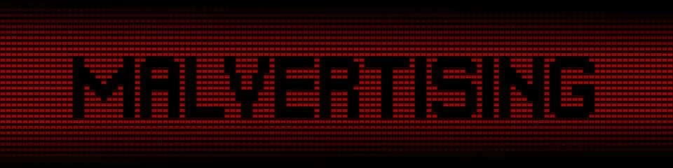 Malvertising text on red laptops background illustration Stock Illustration