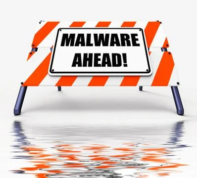 Malware ahead displays malicious danger for computer future Stock Illustration