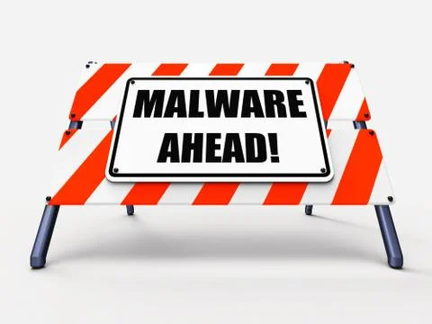 Malware ahead refers to malicious danger for computer future Stock-Illustration