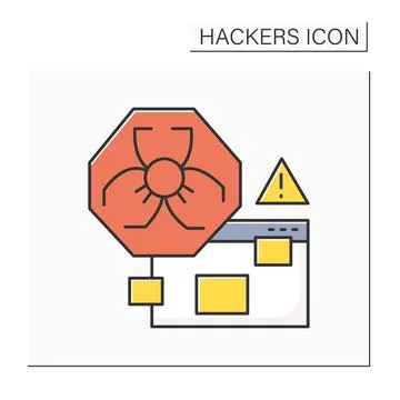 Malware alert color icon 스톡 일러스트
