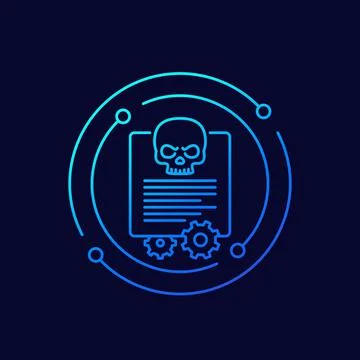 Malware and cyber attack line vector icon 스톡 일러스트
