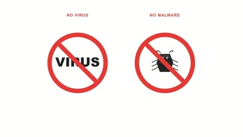 Malware and virus prohibition warning sign appearing animation Stock Footage 334820693